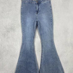 Rock & Roll Denim Bargain Button Bell High Rise Jeans Womens 28x34 Stretch
